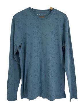 Travis Mathew Tee Shirt Mens Size M Long Sleeve Cotton Crew Neck Abstract Blue